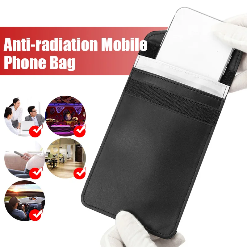 RFID Signal Blocking Shield Wallet Sealed Cell Phone Pouch Interior Car Key Anti Radiation Portable Black Faraday Bag