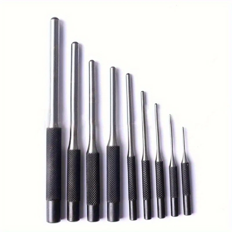 9Pcs/Set Steel Multi Size Round Head Pins Punch Set Grip Roll Pins Punch Professional Hollow End Starter Punch Chisel Tools