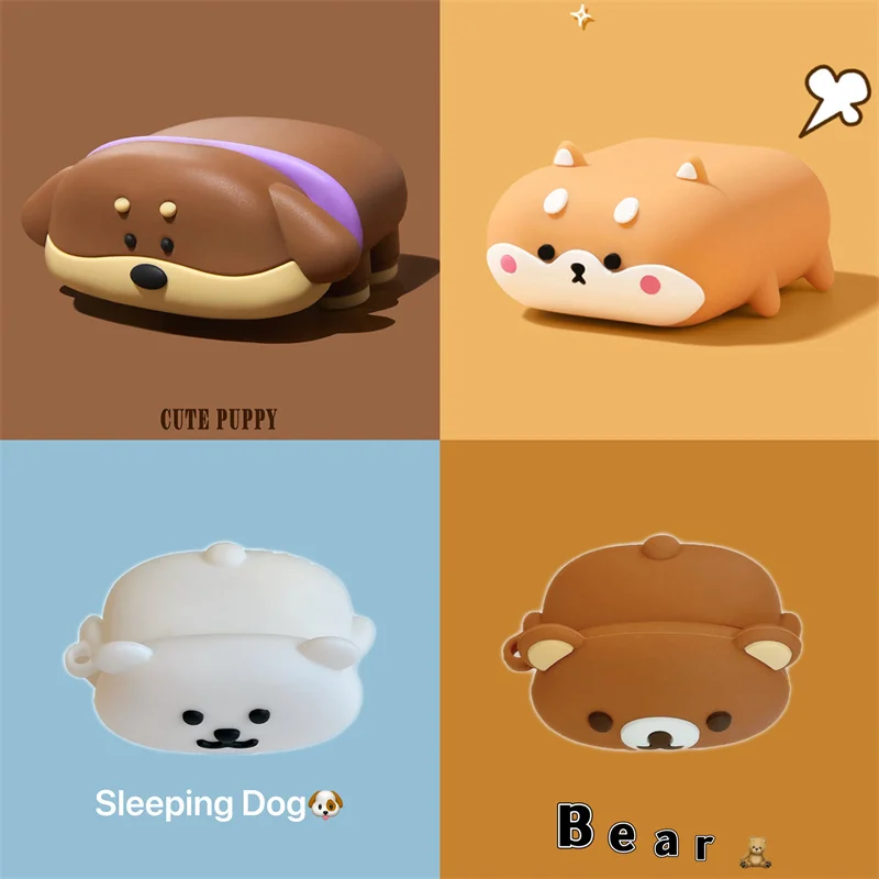 Funda for Apple Airpods 4 Cute Dog Waiting Puppy Case Airpods 1 2 3 Pro 3 Earphone Case Puppy Wireless Charging Headset Cover