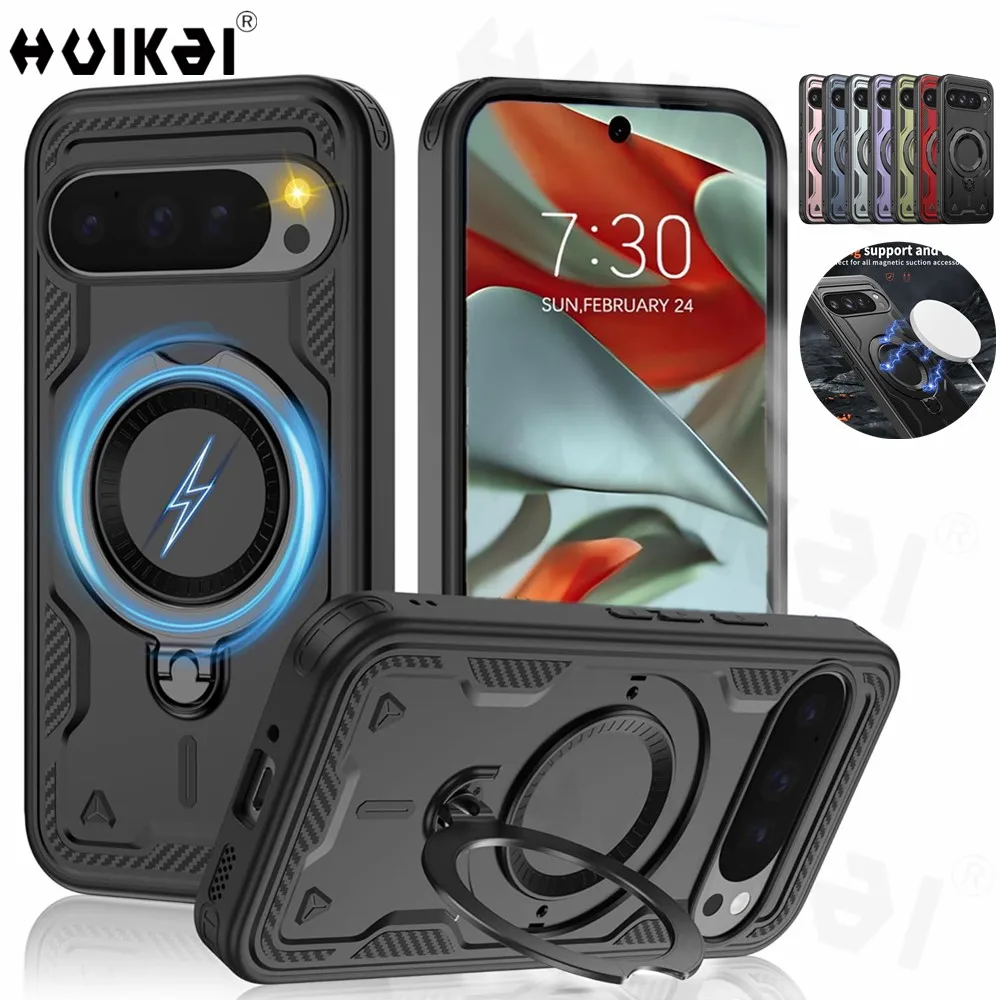 Case For Google Pixel 10 Pro XL Pixel 9 Pro Pixel 9 Magnetic MagSafe Upgrade Rotatable Stand Holder Protection Kickstand Covers
