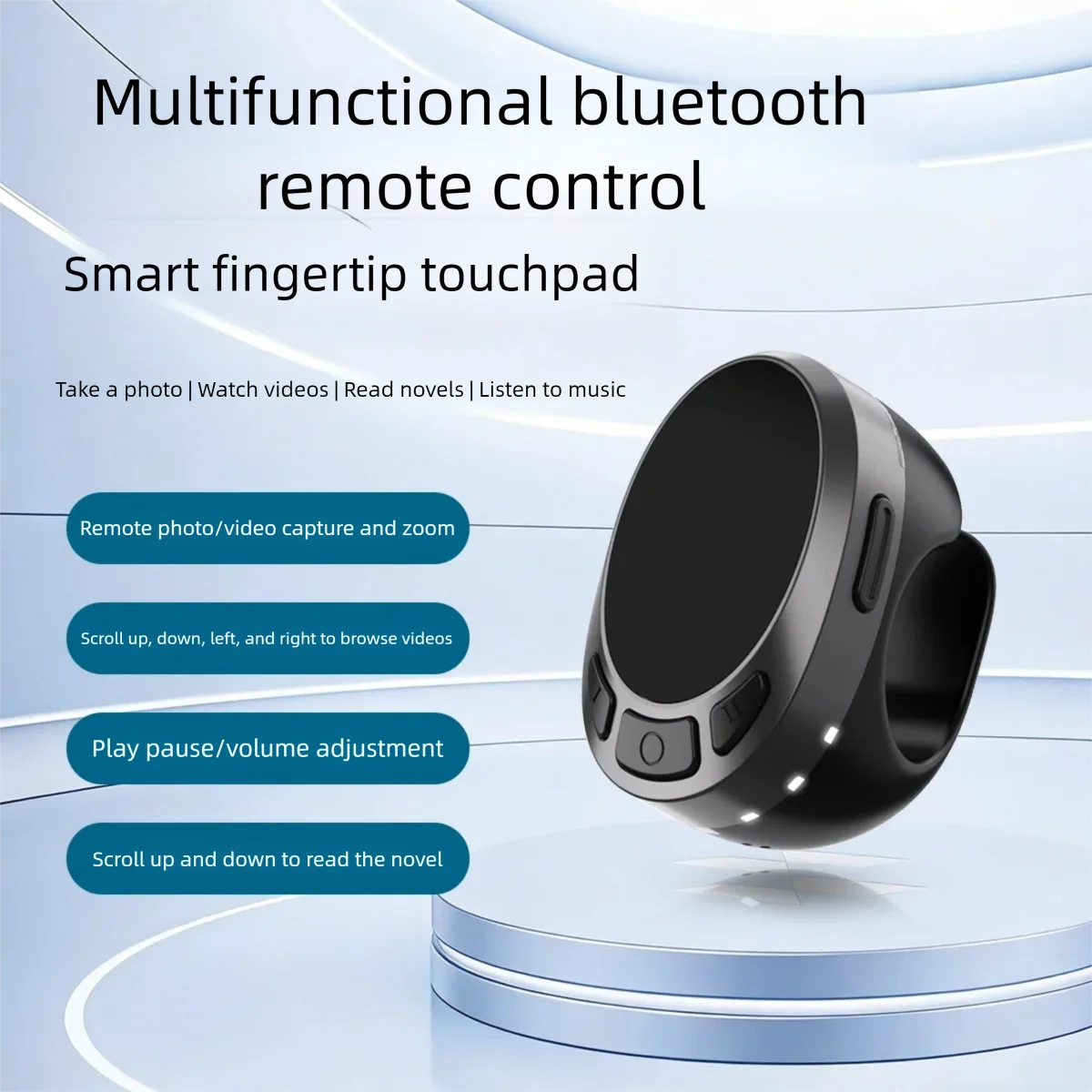 Air Mouse Bluetooth Remote Control Touch And Button Operation Remote Selfies Scrolling Through Videos Ring Band