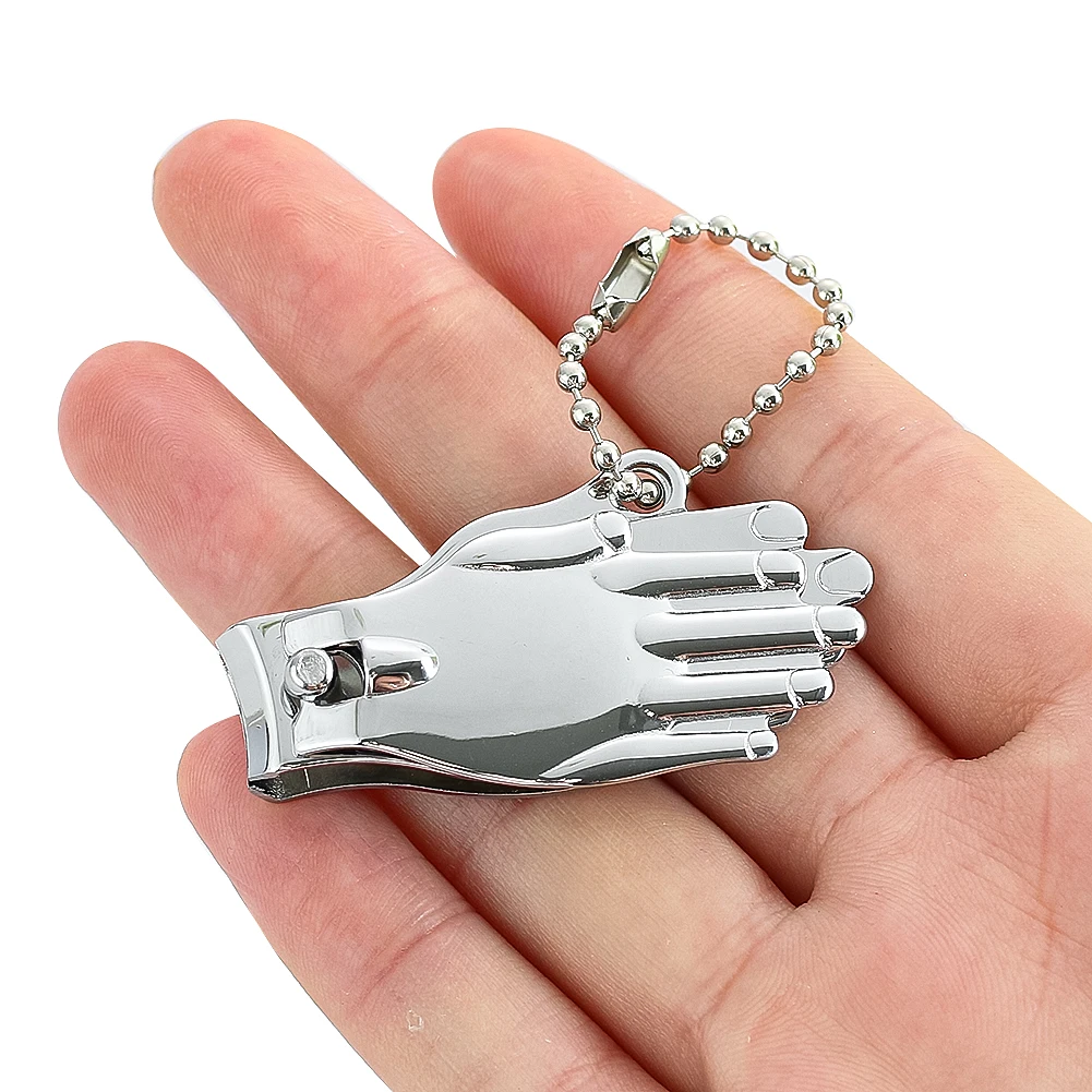 1pc Portable Folding Nail Clipper Alloy Palm Shape Charm Car Keychain for Key Chain Pendant Nail Scissors Decoration Pendant