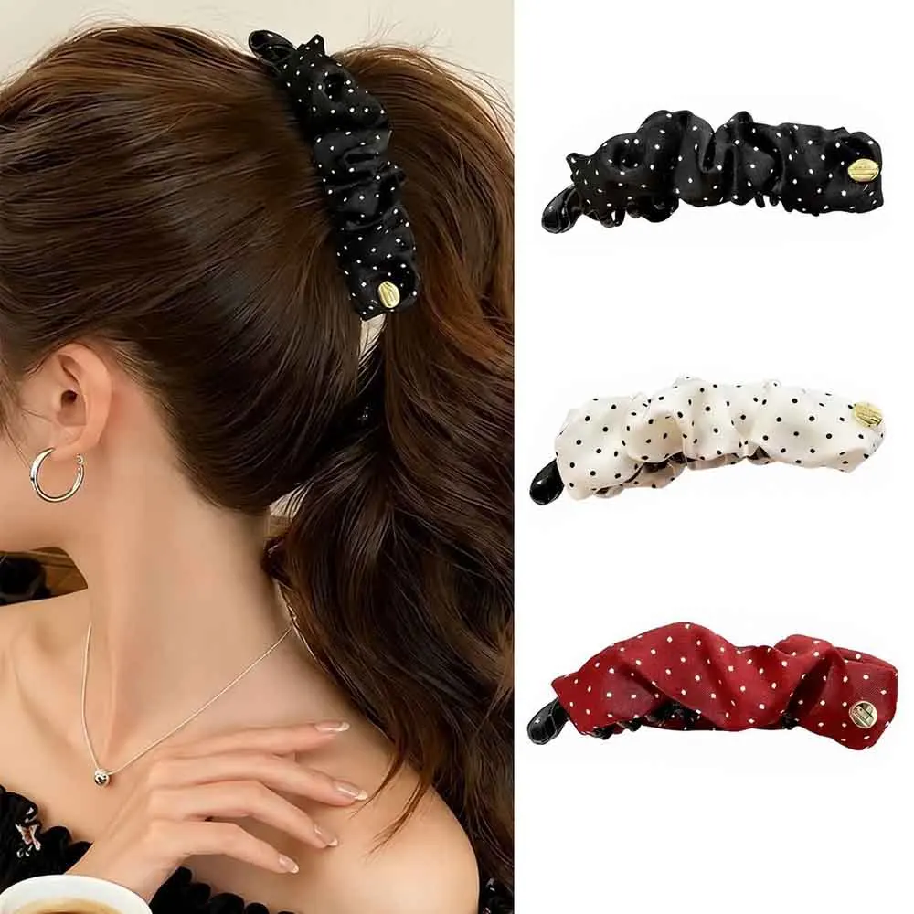 Elegant Fold Dot Banana Hair Clip For Women Girls Sweet Ponytail Holder Hairpin Barrette Hairgrip Fashion Hair Accessories