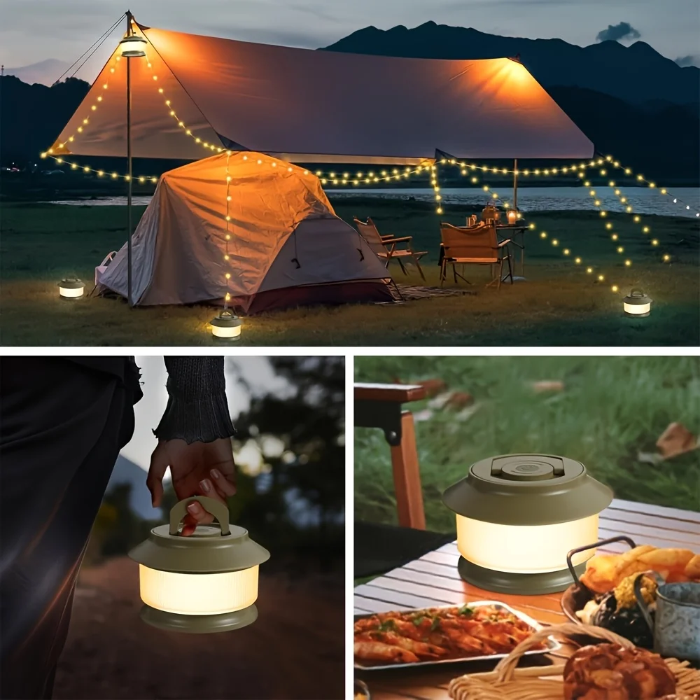 E5 LED Camping Lantern Portable Electric Light, USB Rechargeable Portable Camping Light, Warm White Lighting, Five Dimming Modes