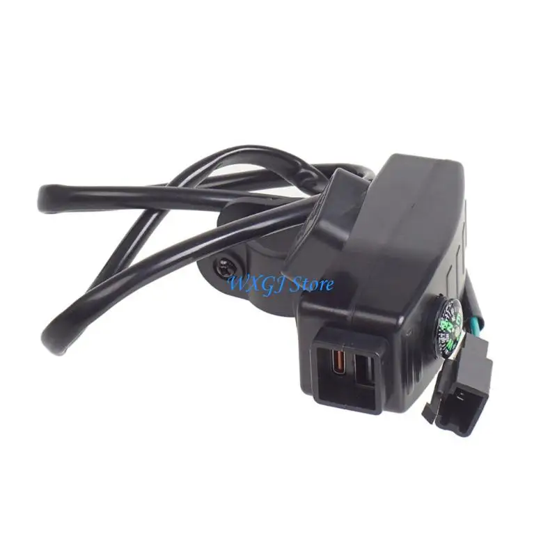 37JE 12.5W Fast Charging 5V 2.5A ABS Waterproof Motorcycle Phone Chargers With Double USB Ports And Built In Compasses