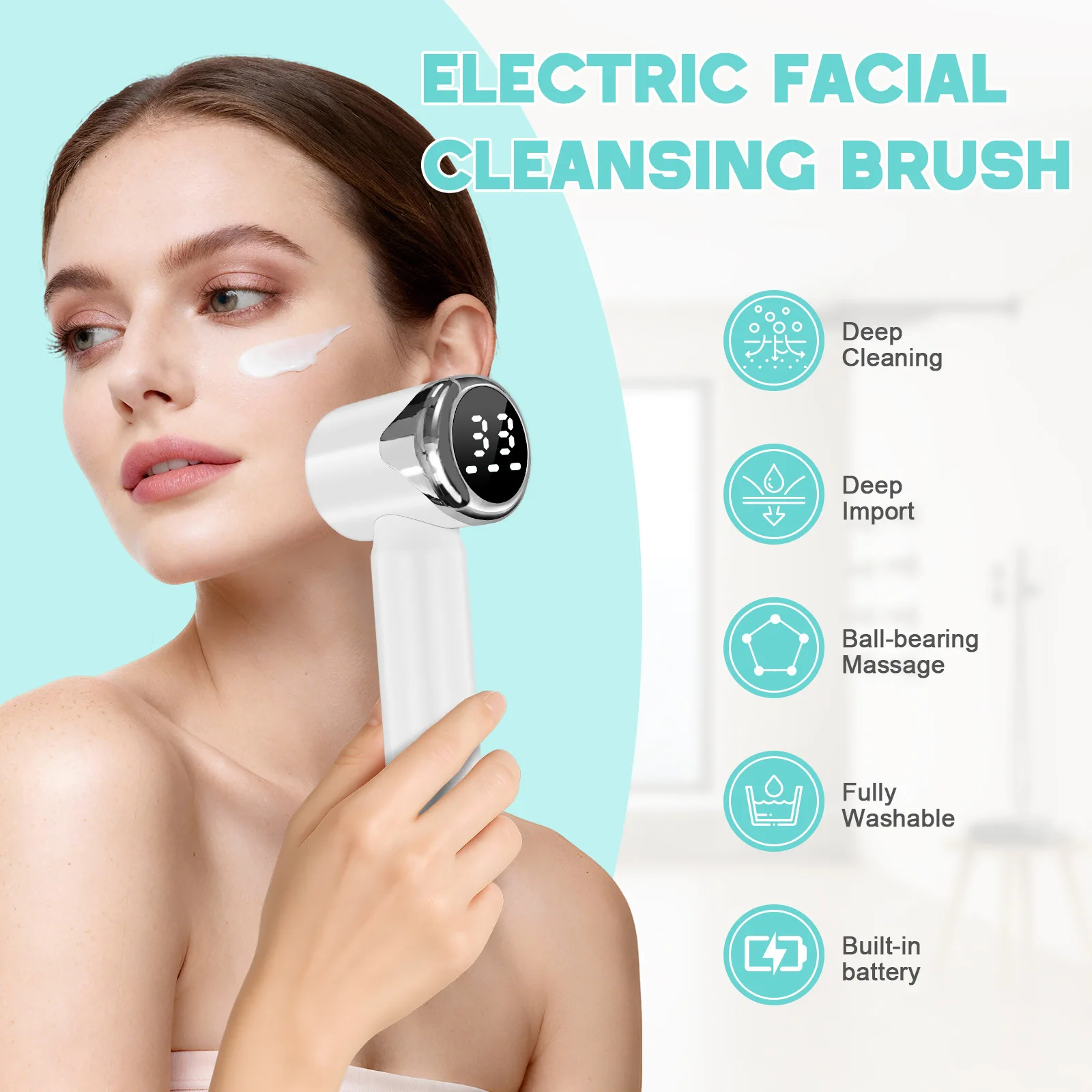 6 in 1 Waterproof Facial Nose Pore-Cleansing Brush Silicone Beauty Device
