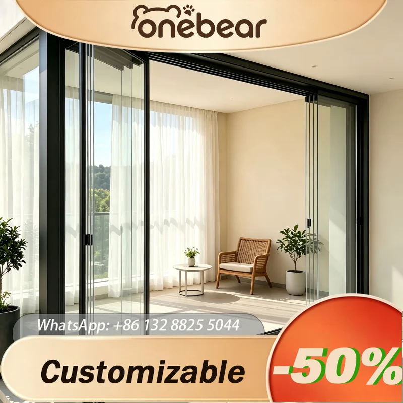 Custom Frameless Tempered Glass Sliding Folding Door Aluminum Panoramic Partition For Villa Balcony Home Interior Decoration