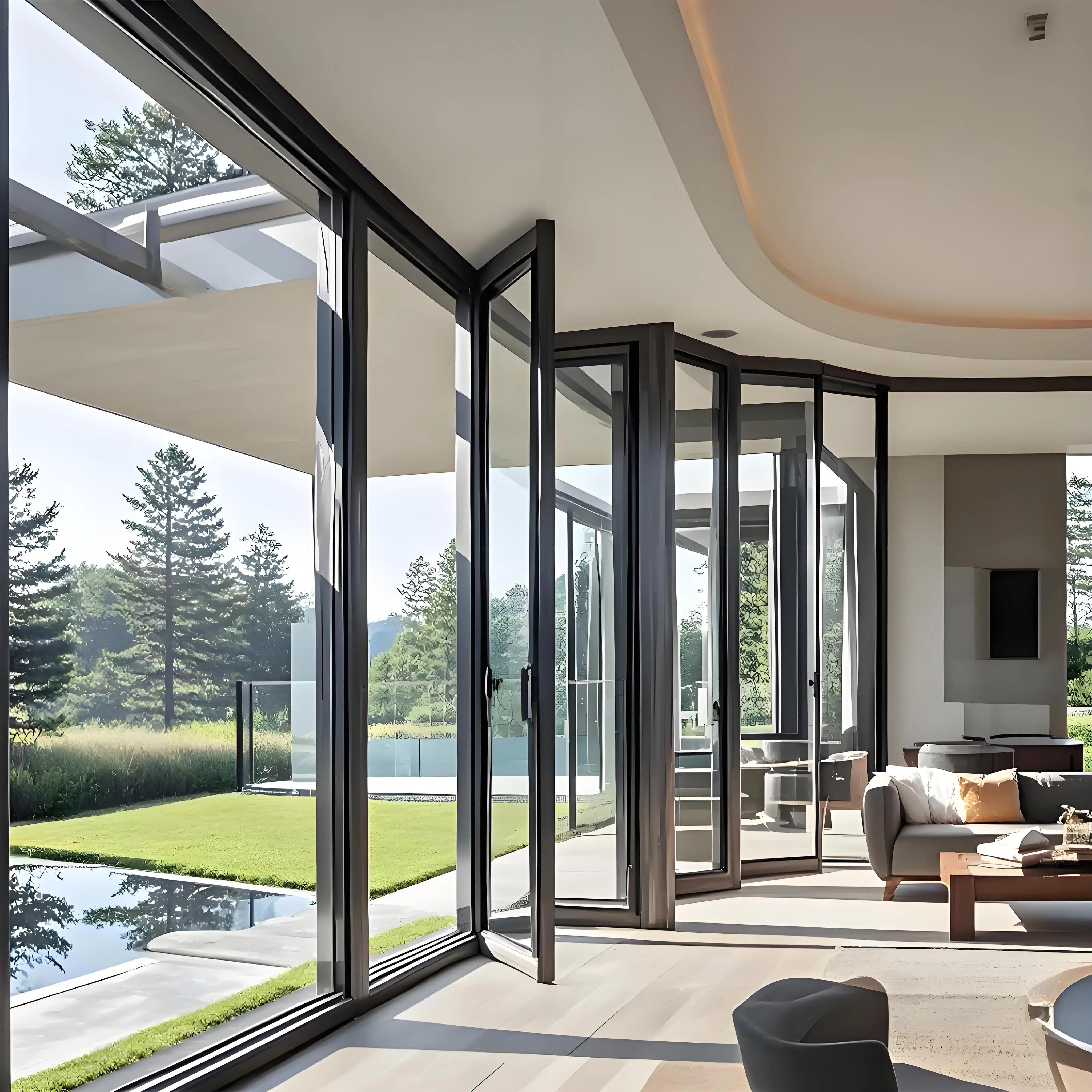 Sixinalu Folding Door Sliding Front Accordion Exteror Bi Fold Doors Aluminum Thermal Double Glaszed Garden Home Decor Custom