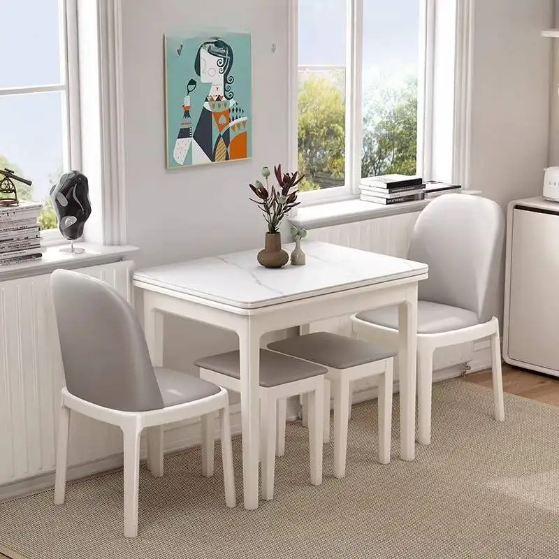 Style Design Dining Table Set Chairs Decorations Marble Extendable Dining Table Foldable Solid Wood Mesas Plegables Furniture