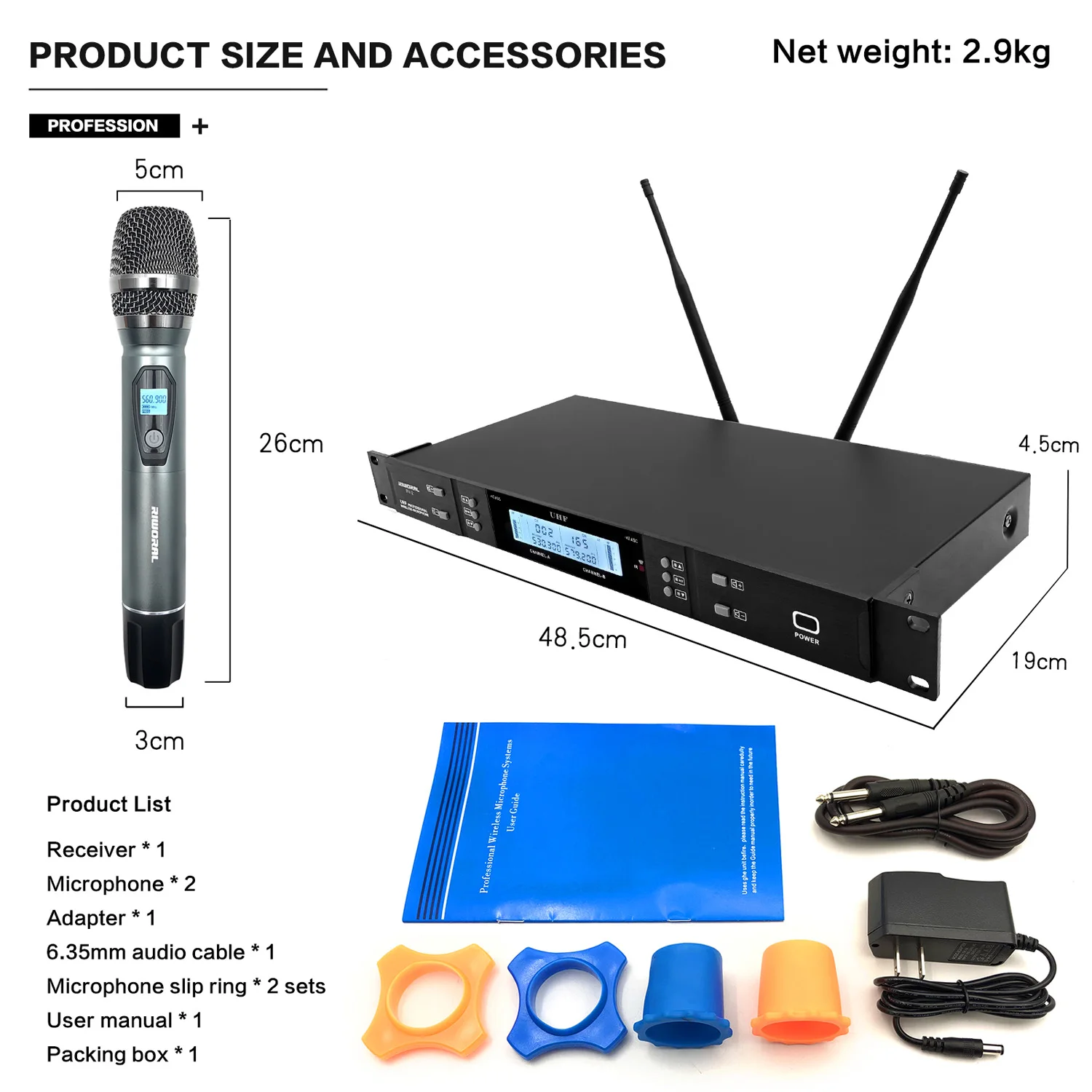 2026 RV-2 Professional FM Wireless Karaoke Microphone for Performance   Party Singing