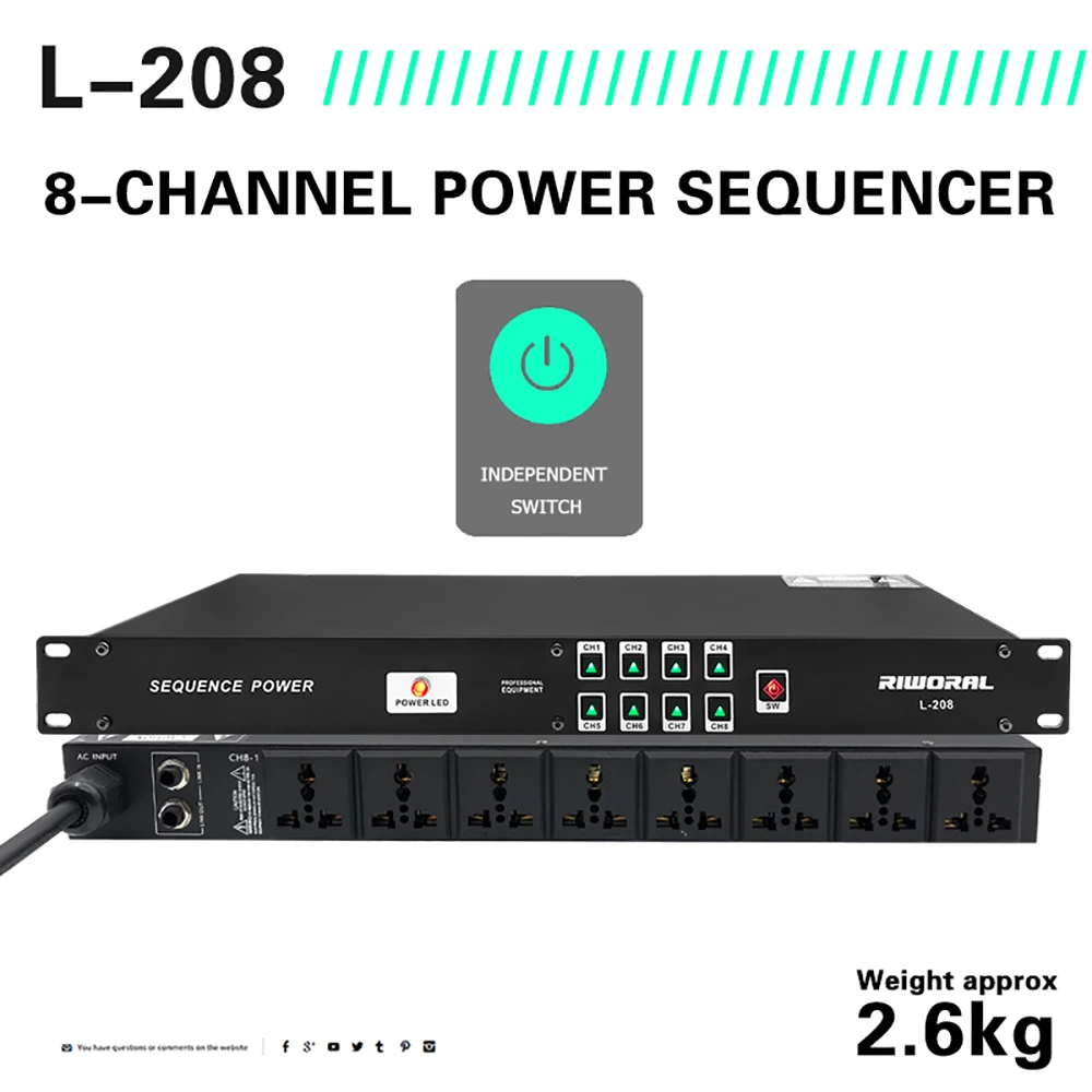 2026 L-208 Hot Selling Professional Audio Karaoke Audio System AS-01 8+2 Channel Power Sequence DJ Controller