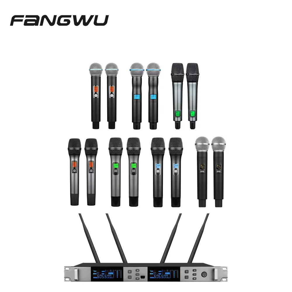 2026 High Quality 2 Handheld UHF 100m True Diversity Wireless Microphone System