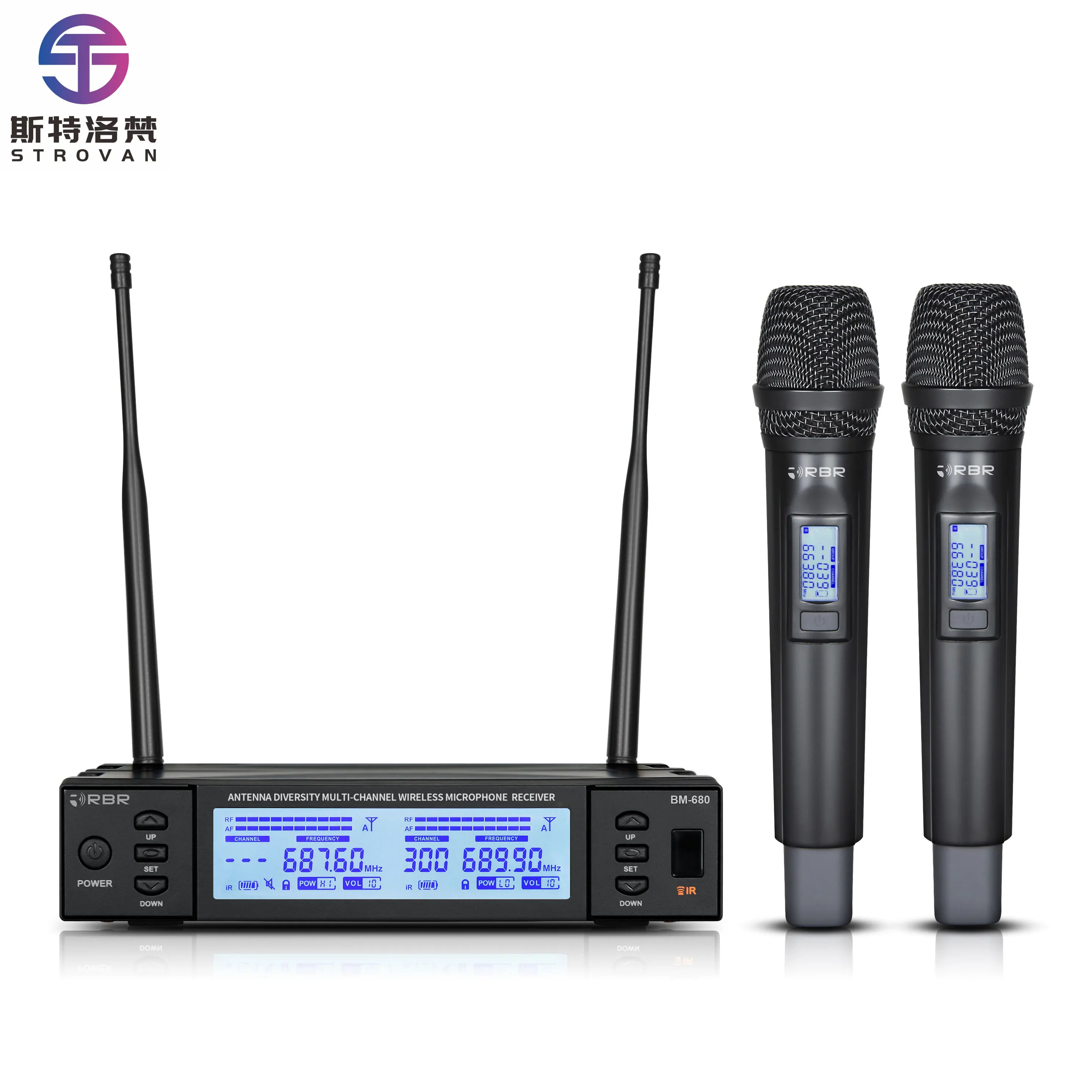 BM680 UHF Karaoke Wireless Microphone System Auto Mute Handheld Mic for Karaoke Performance with XLR