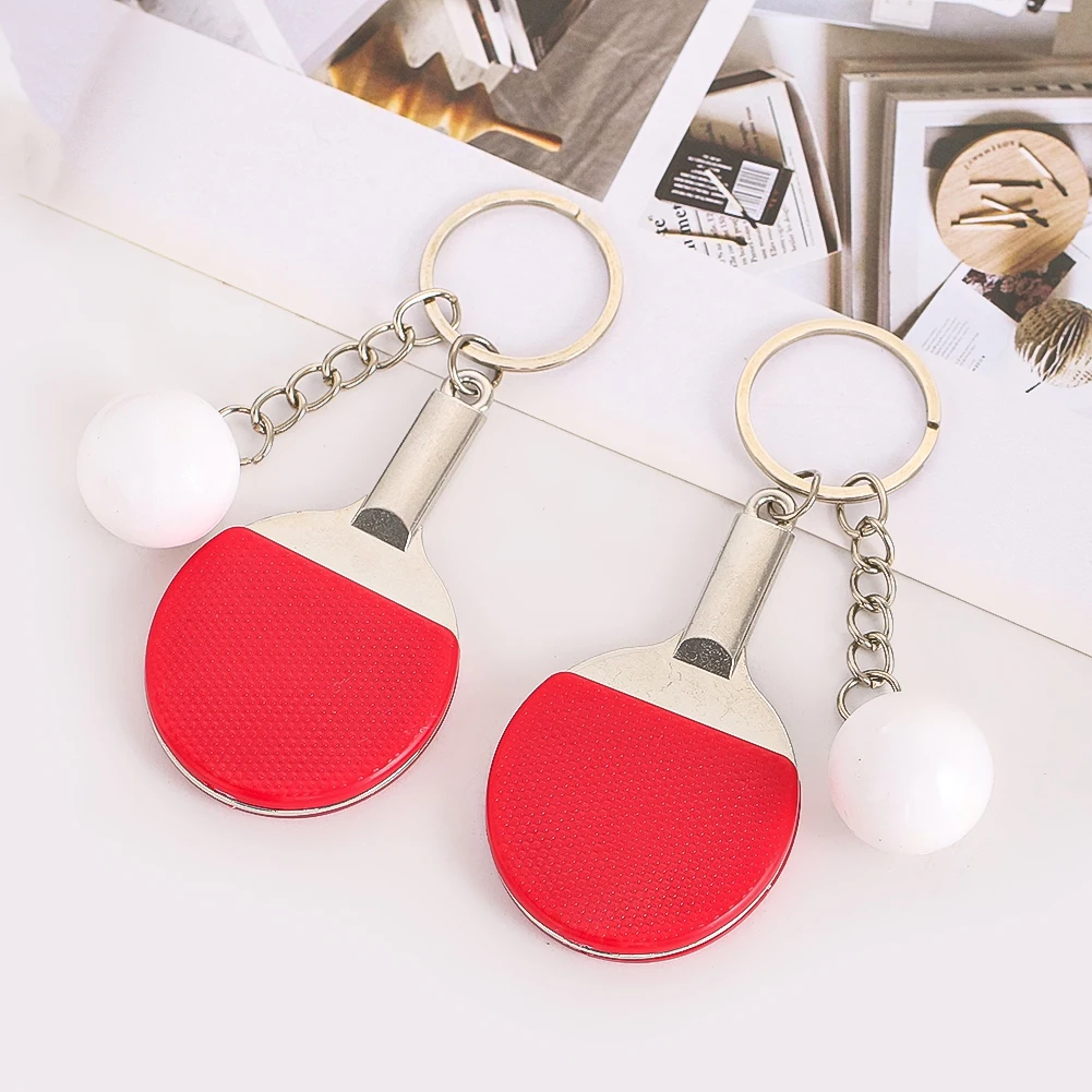 Simulation Mini Table Tennis Keychain Creative Personality Sports Car Key Ring Sports Souvenirs for Bags Backpack Pendant Gift