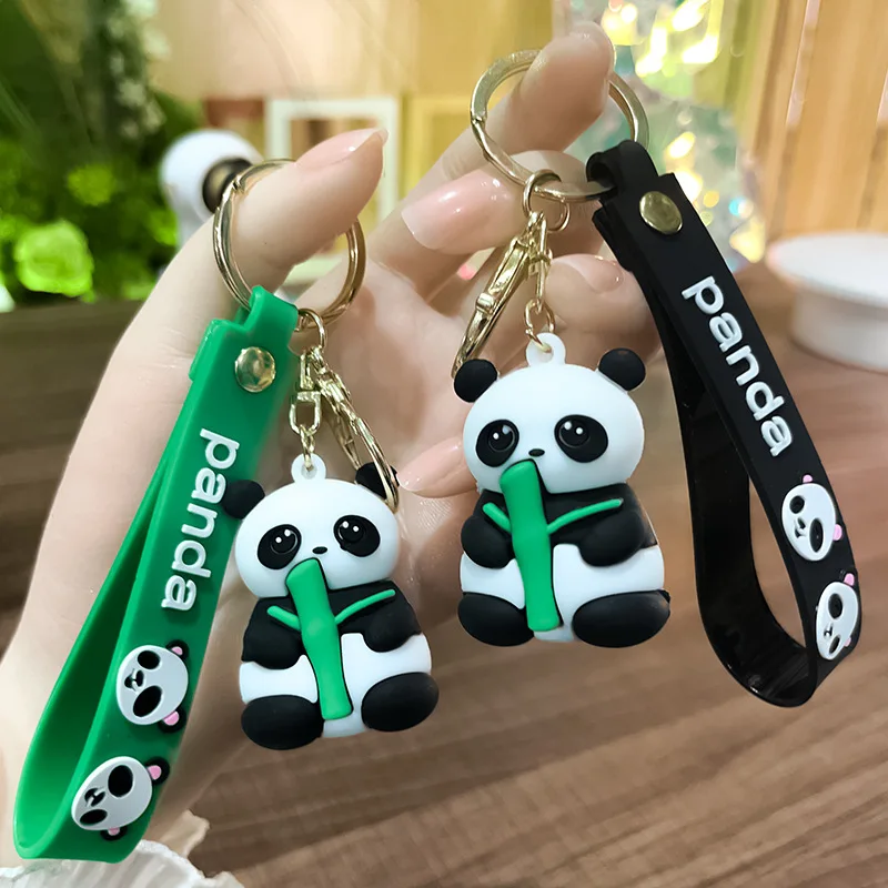 New Fashion Cartoon Carrying Bamboo Panda Bag Keychain Sichuan Giant Panda. Cute Keychain Car Pendant Small Gift