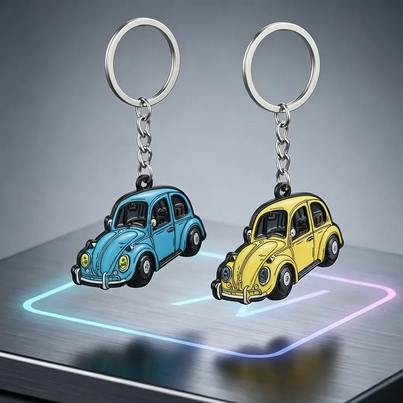 1PC Trendy Key Ring MINI Car Keychain with Cool Charm, Beetle Bug Car Keychain Decorative Accessory for Bags & Backpacks Gift