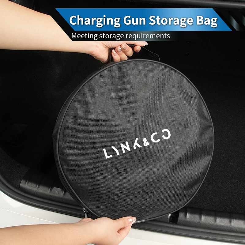 Oxford Cloth Car Charging Gun Storage Bag Trunk Small Storage Bag For LYNK&CO 05 01 02 03 06