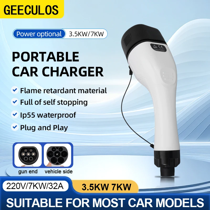 IEC62196 Type2 To Type2 EV Charging Cable CE Approved 16&32A White Charger Gun Fit Tesla VW BMW Mercedes All EU Electric Cars