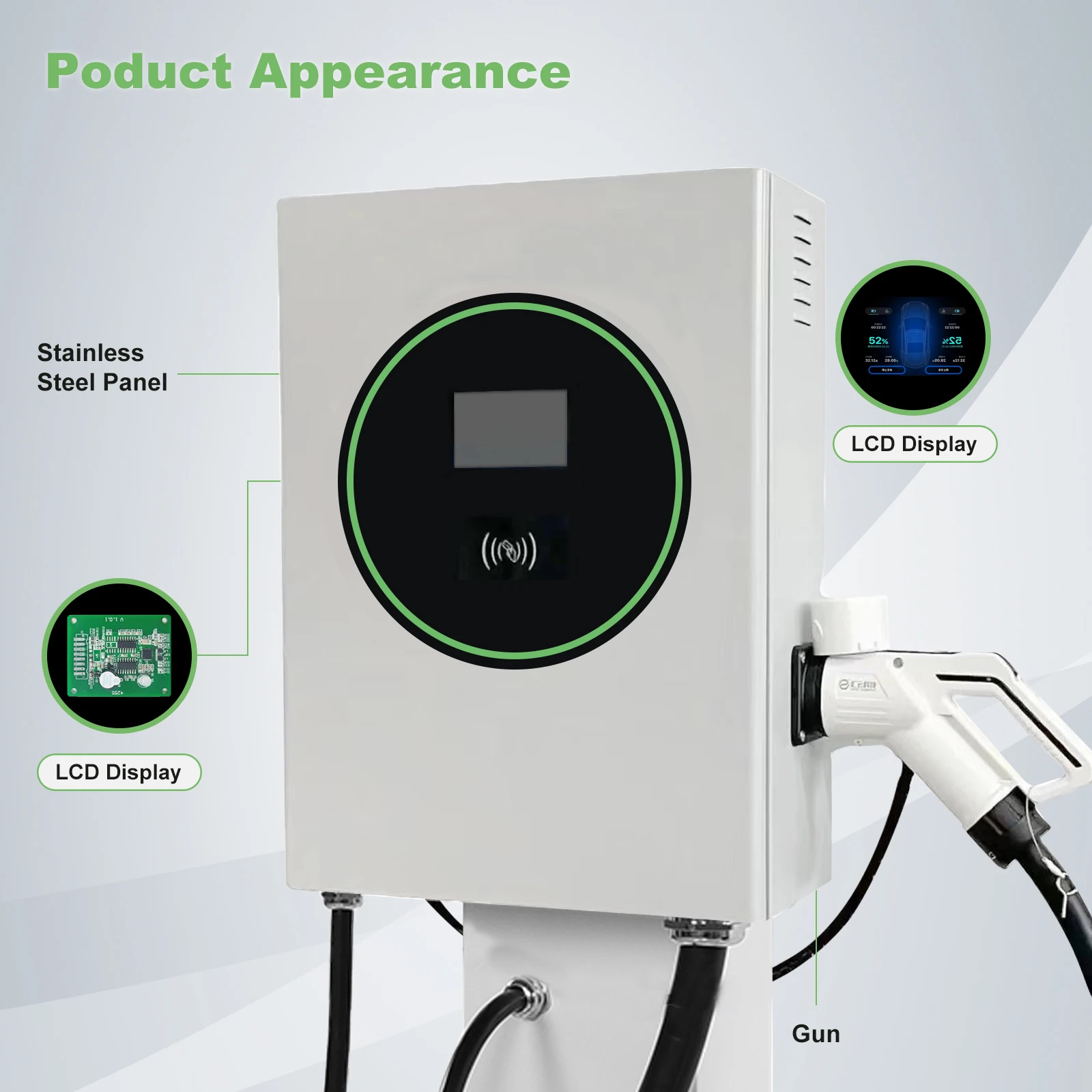 Dc Fast OCPP EV Charger 7kw 15kw 20kw 30kw Wallbox Electric Car Charger CE Certified Ev Electric Charging Station GBT Standard