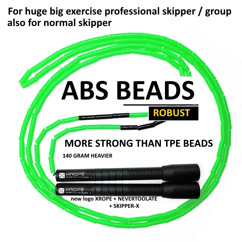 NEVERTOOLATE XROPE  ABS TPE 7mm hard beads jump skipping rope beaded skip rope Professional competition 2.9 meter long handle