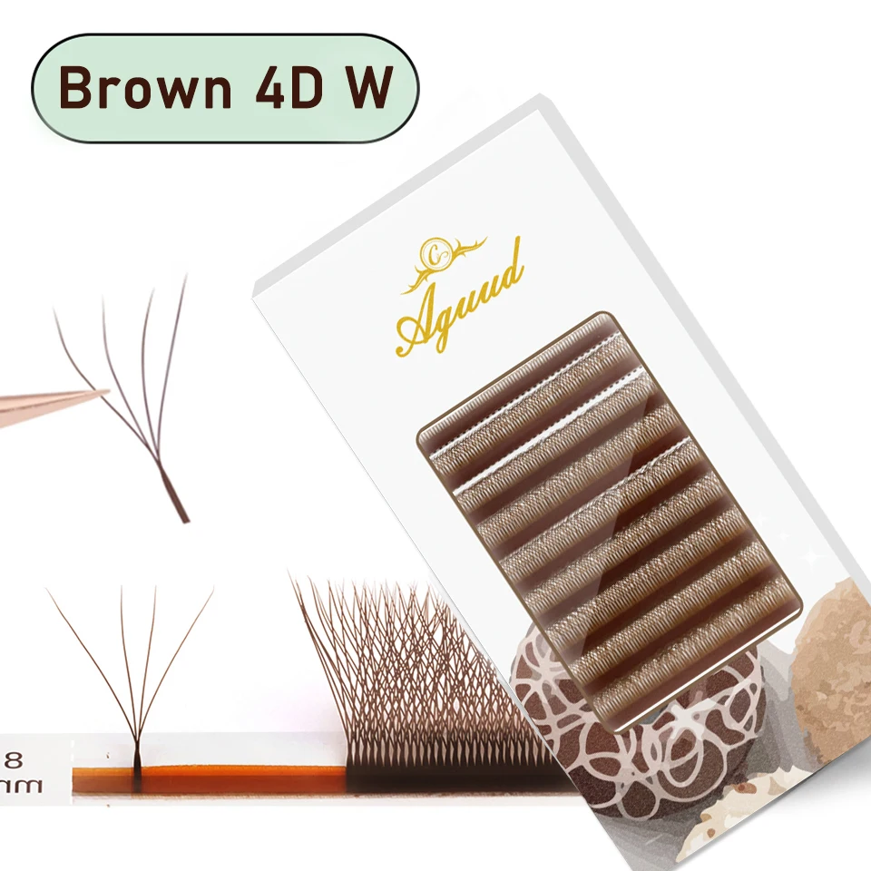 AGUUD Brown W Shaped YY Eyelashes Extensions Premade Volume Fan 2D 3D 4D 5D W Bloom Automatic Flowering Clover Makeup Fake Lash