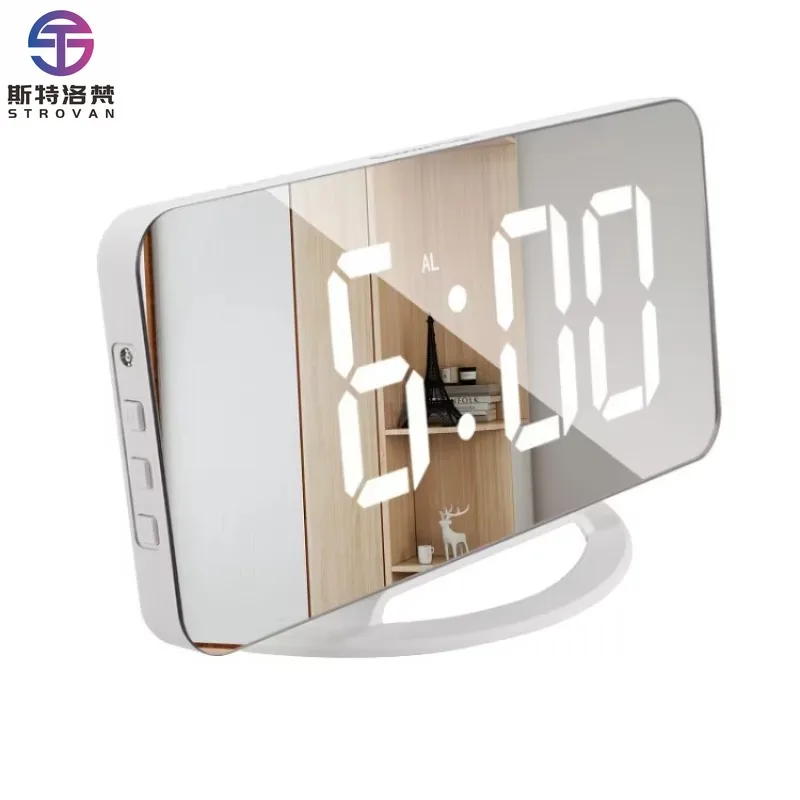 Multifunctional LED Makeup Mirror Desk Clock Automatic Photosensitive Electronic Alarm Home Decoration
