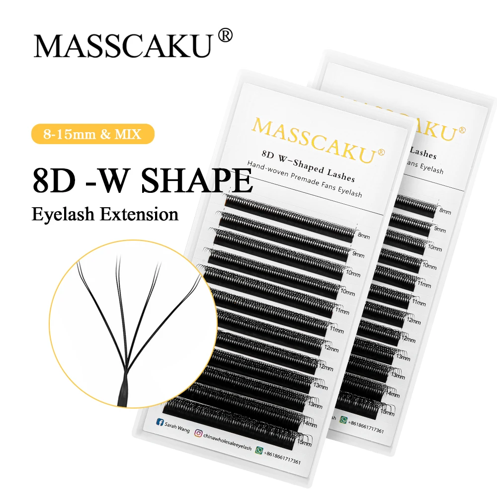 MASSCAKU W Shape Lashes Automatic Flowering Bloom 6D 7D 8D Premade Fans Eyelash Extensions Newest Volume False Eyelashes Makeup
