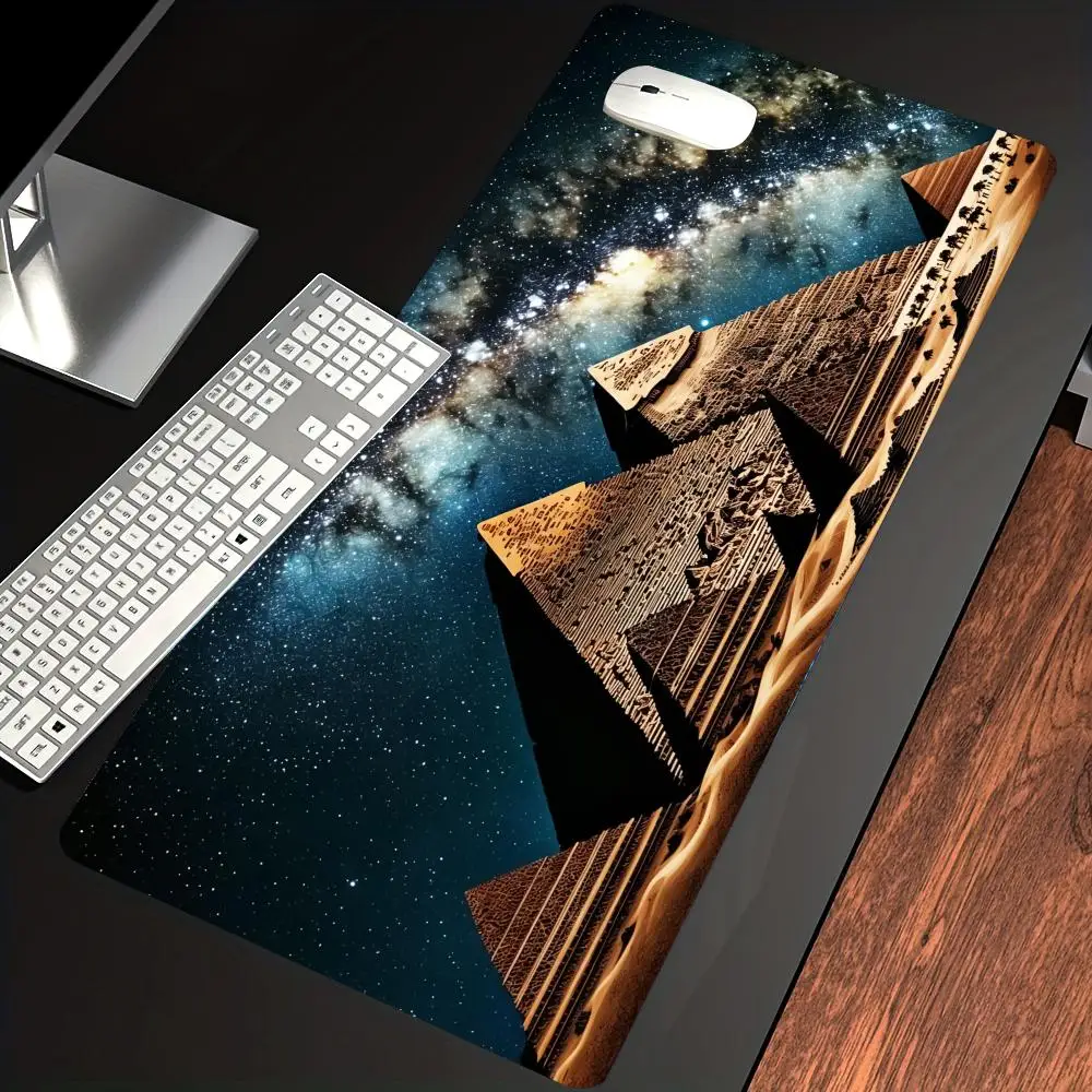 HYBXAXC Night Sky Pyramid Mouse Pad Non-Slip Rubber Base Desk Mat with Galaxy Print for Home Office Gaming Gaming Keyboard Mats