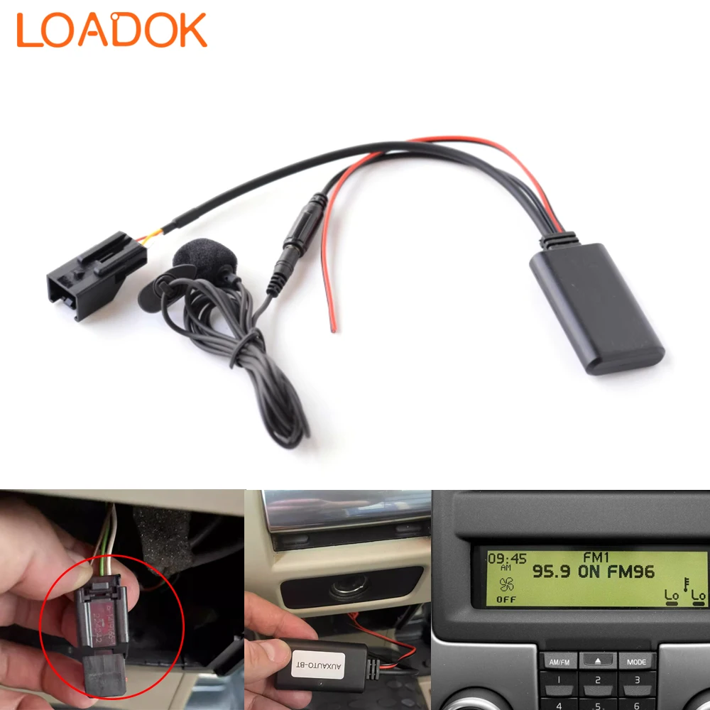4 Pin Bluetooth Car Radio Audio AUX Music Adapter Handfree Call Mic Cable for Volvo C S V CX Series 30 40 50 60 70 Accessories