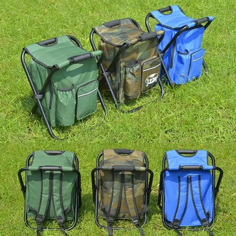 for Portable Lightweight Foldable Steel Frame Eco-Friendly Durable Stool Outdoor Camping Beach Backpack Fishing Cooler Bag