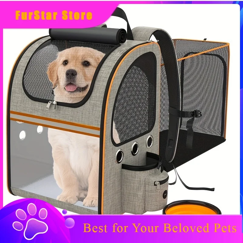 FurStarPortable Cat Backpack Comfortable Foldable Expandable Pet Backpack For Cats Small Dogs Breathable Mesh For Outdoor Activi