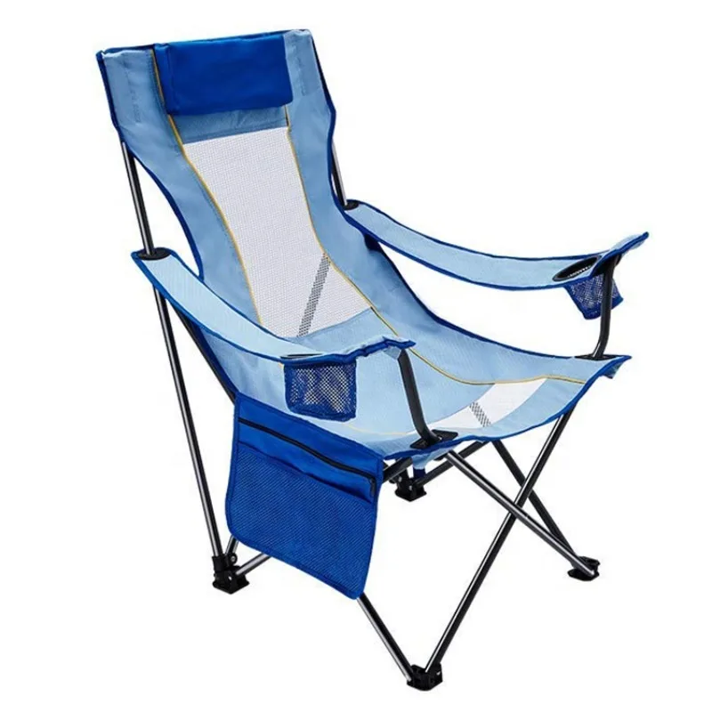 YTYIN Pillow Cup Holders Pocket Mesh Back Stainless Steel Lightweight Recliner Backpack Folding Beach Chair
