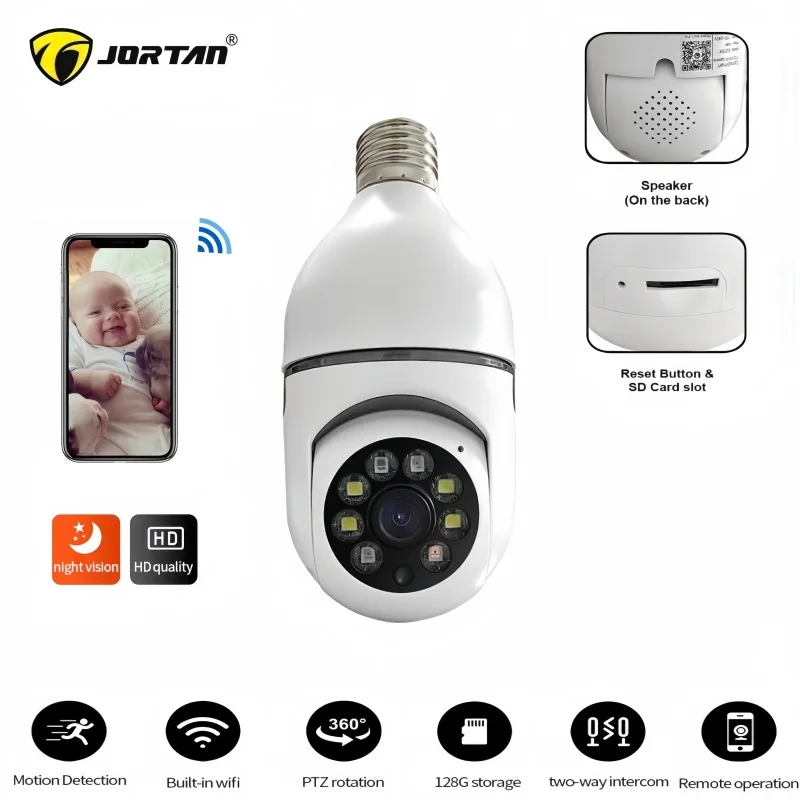 Bulb 2MP Indoor Surveillance For Home IP Video Wireless CCTV Security Camera Smart Night Vision Wifi Onvif Cameras Cam Yoosee