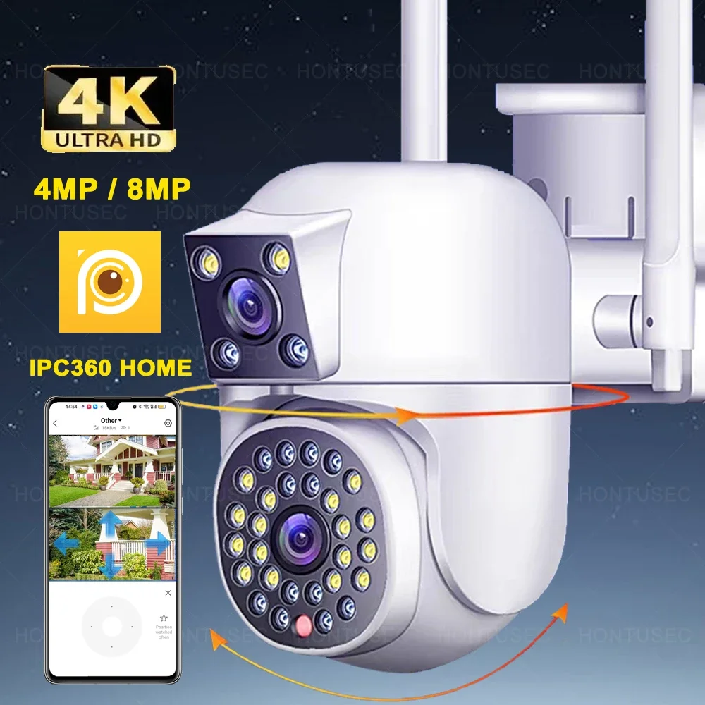 IPC360 HOME 4K 8MP Dual Lens WIFI Camera 2K 4MP Dual Screen PTZ Camera Outdoor Waterproof Auto Tracking Security Wireless Camera