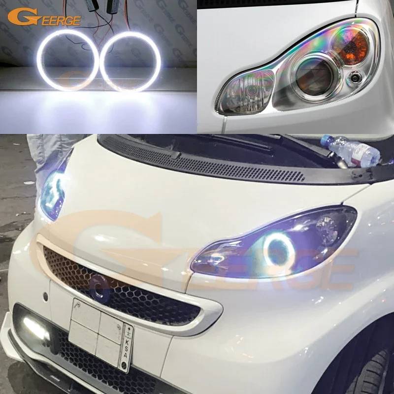 For Smart Fortwo W451 2007 2008 2009 2010 2011 2012 2013 2014 Excellent Day Light Ultra Bright COB Led Angel Eyes Kit Halo Rings