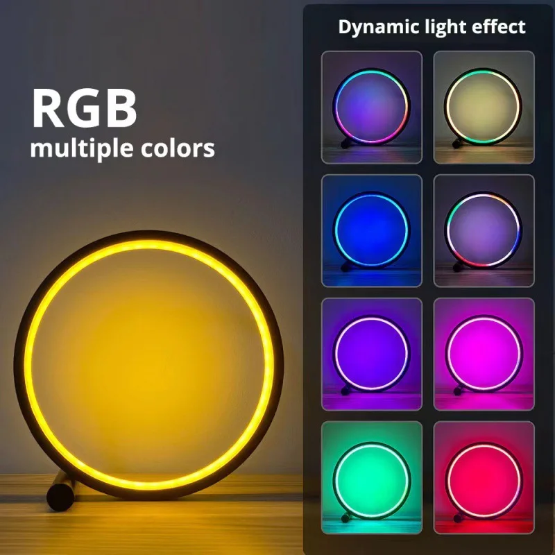 Smart WiFi RGB Music Rhythm Ambient Light LED Ring Night Light App Remote Desk Lamp Dimmable Indoor Decorative Light Holiday Gif