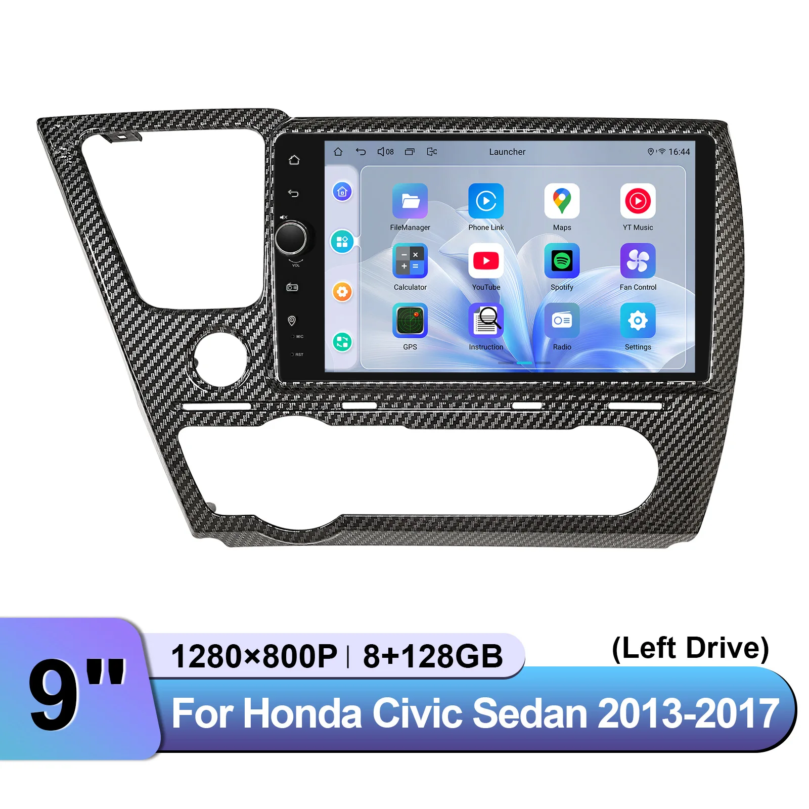JOYING Premium Head Unit Car Radios Stereo for 2013-2017 Honda Civic With Carbon Fiber Frame Support Factory Camera SWC