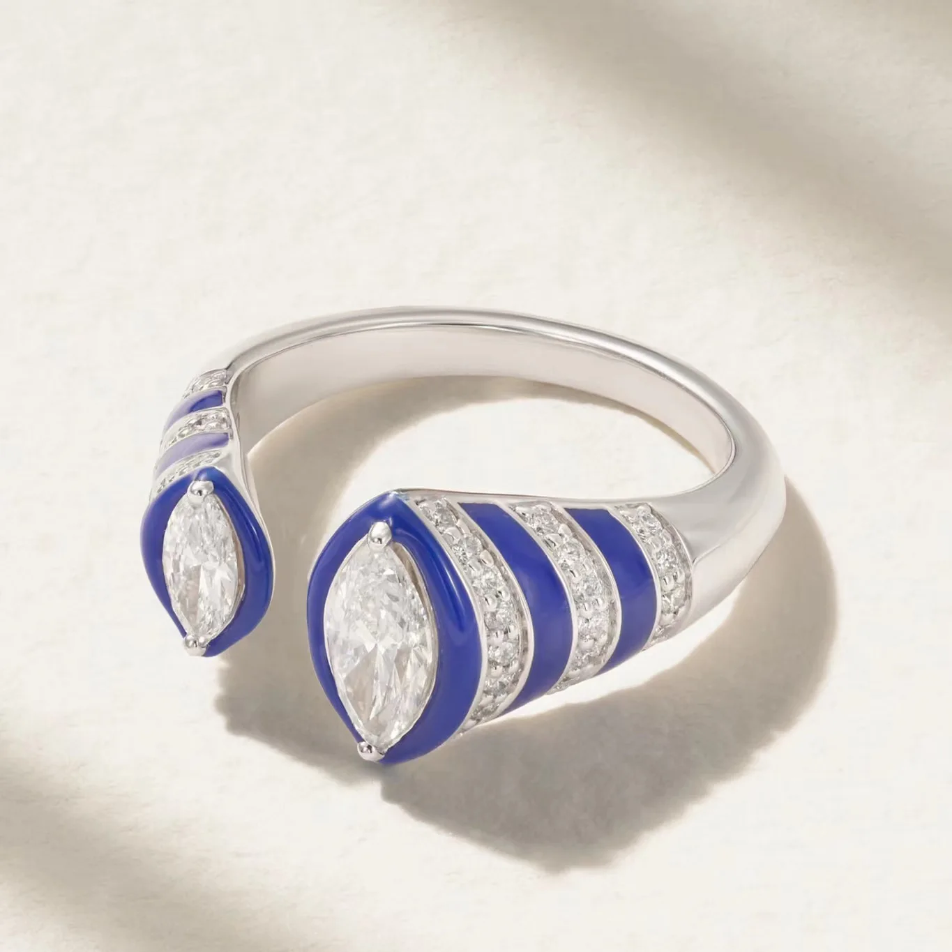 Premium opening s925 silver ring women's light luxury full diamond enamel ring diamond ring