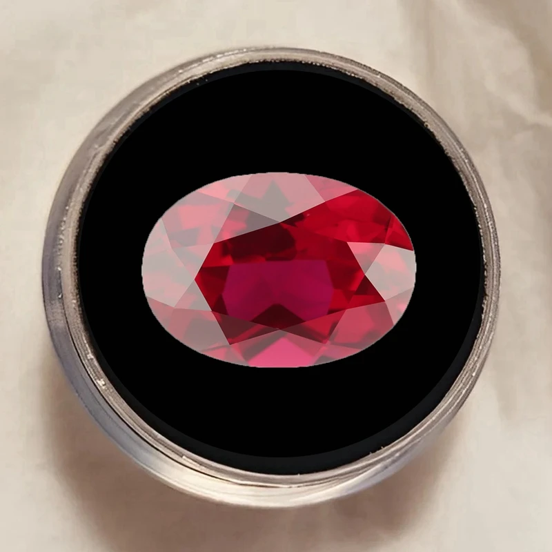 Premium Box Pack Ruby Oval Cut Glow Under UV Light Ruby for Jewelry Making Ring/Pendant/Collection Test Mohs Hardness Gems