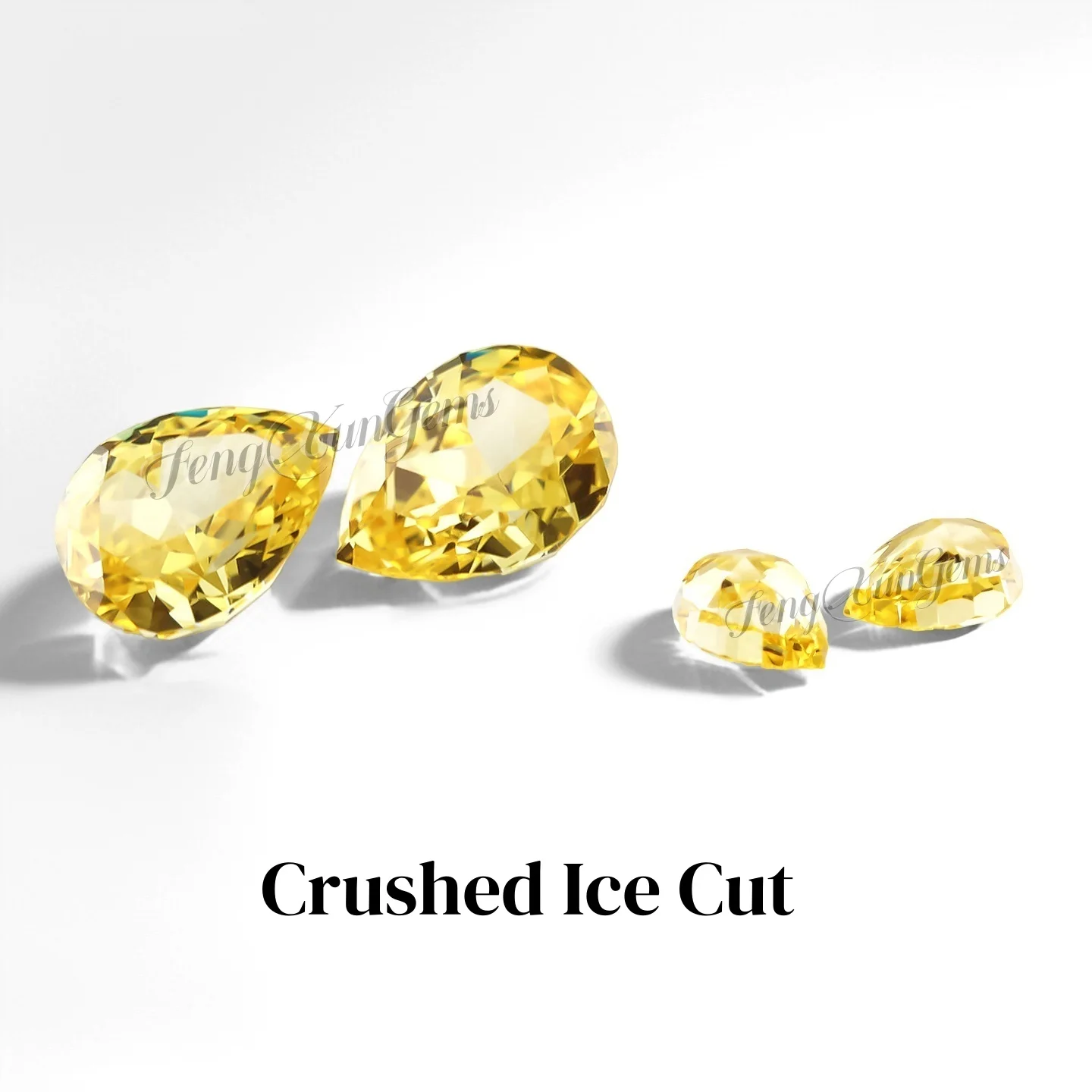 Pear Light Yellow Crushed Ice Cut Zirconia Premium Cut Shining High Quality CZ Gems For Jewelry Earrings Ring Inlay