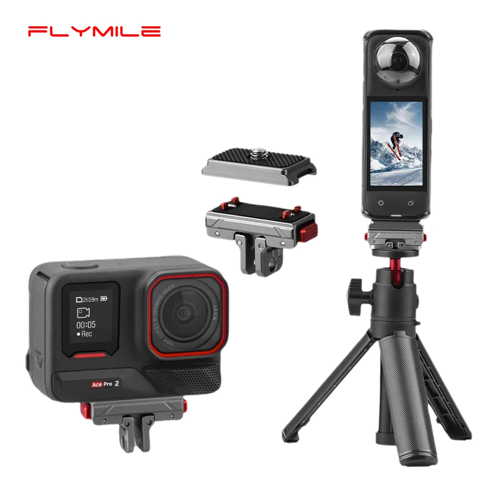 Flymile Magnetic Adapter Mount Base for Insta360 X5/Ace Pro 2 Camera Accessories Extensions Bracket Quick Release Mount Plate