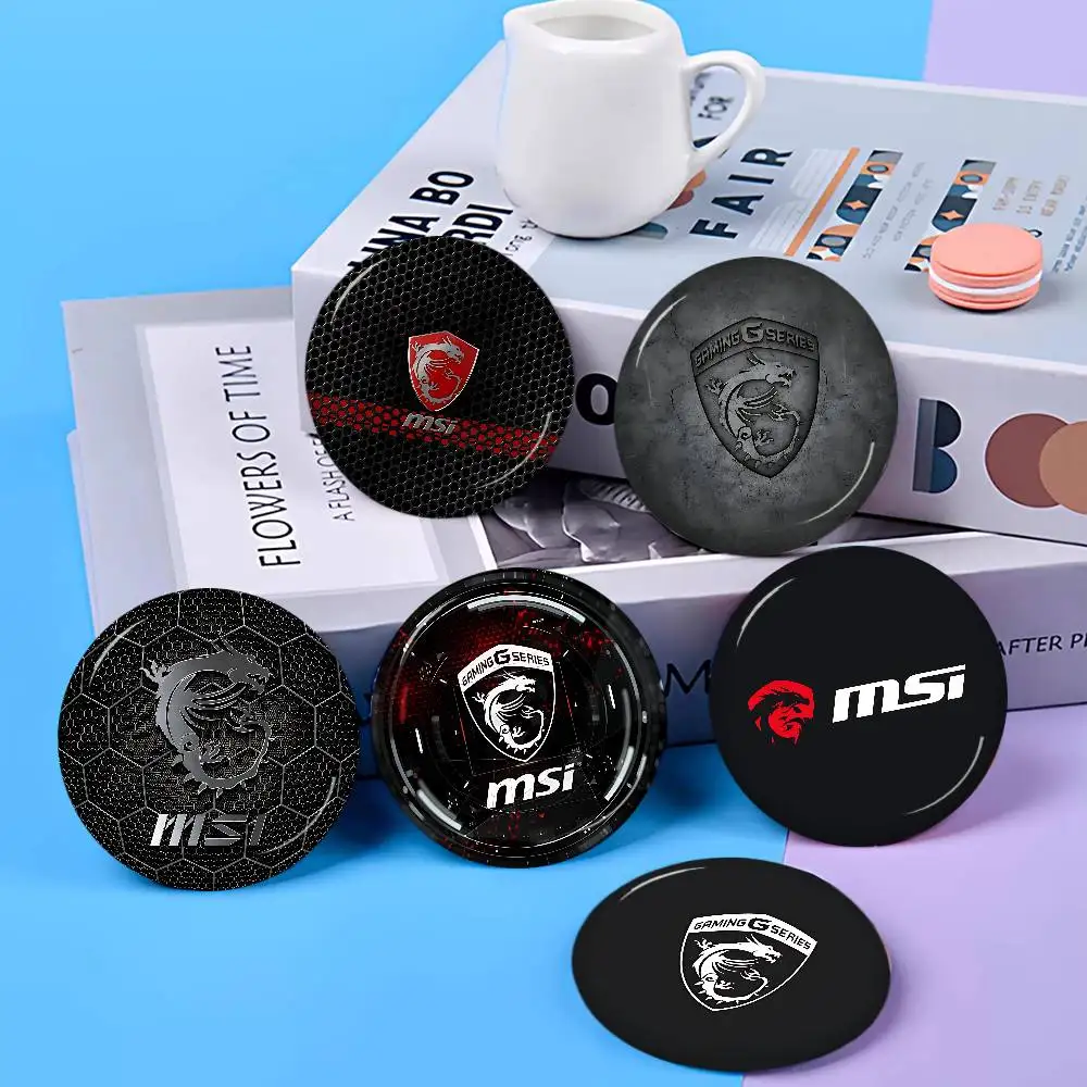 Gaming M-MSI Dragon Logo Round Button Pins Slogan Creative Brooches Backpack Clothes Decoration Fashion Cartoon Jewelry Gifts