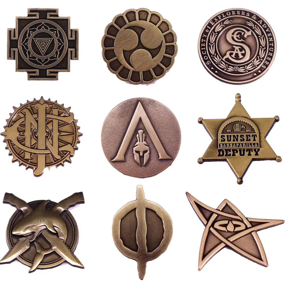 Retro Metal Badge Creative Geometric Shape Brooch Explorer Logo Lapel Pin Gaming Peripherals Ornament Backpack Decoration Gift