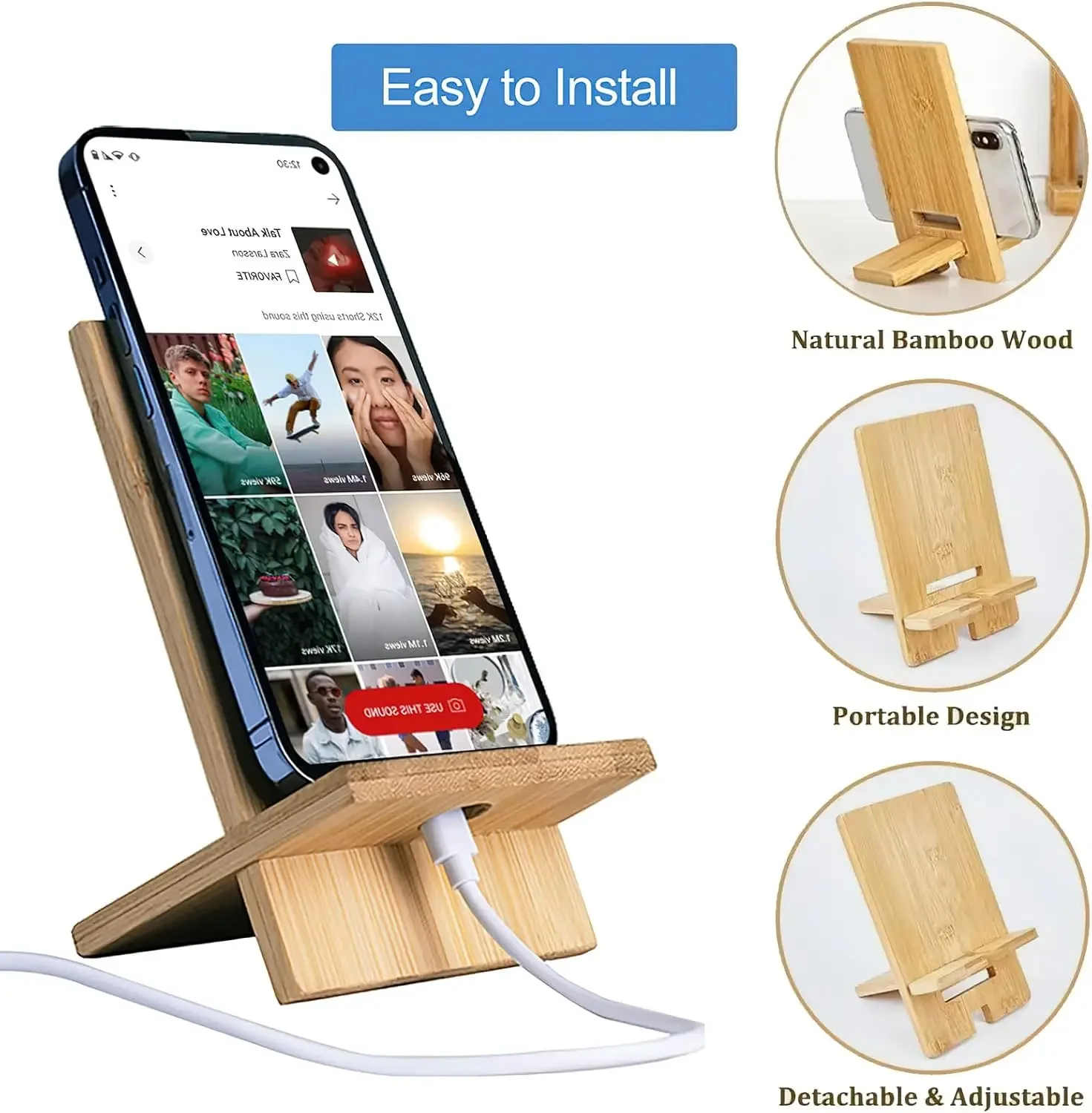 Solid Wood Mobile Phone Charging Stand Multi-Functional Tablet Stand Sewing Supplies Elegant Wooden Phone Stand Home Office Use