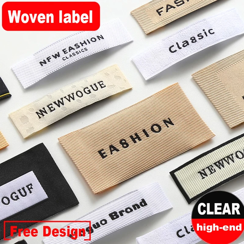 Customized Garment Labels/woven Labels Clothing Embroidered Tags LOGO With Cut Fold Custom Clothing HangTag Children's Clothing