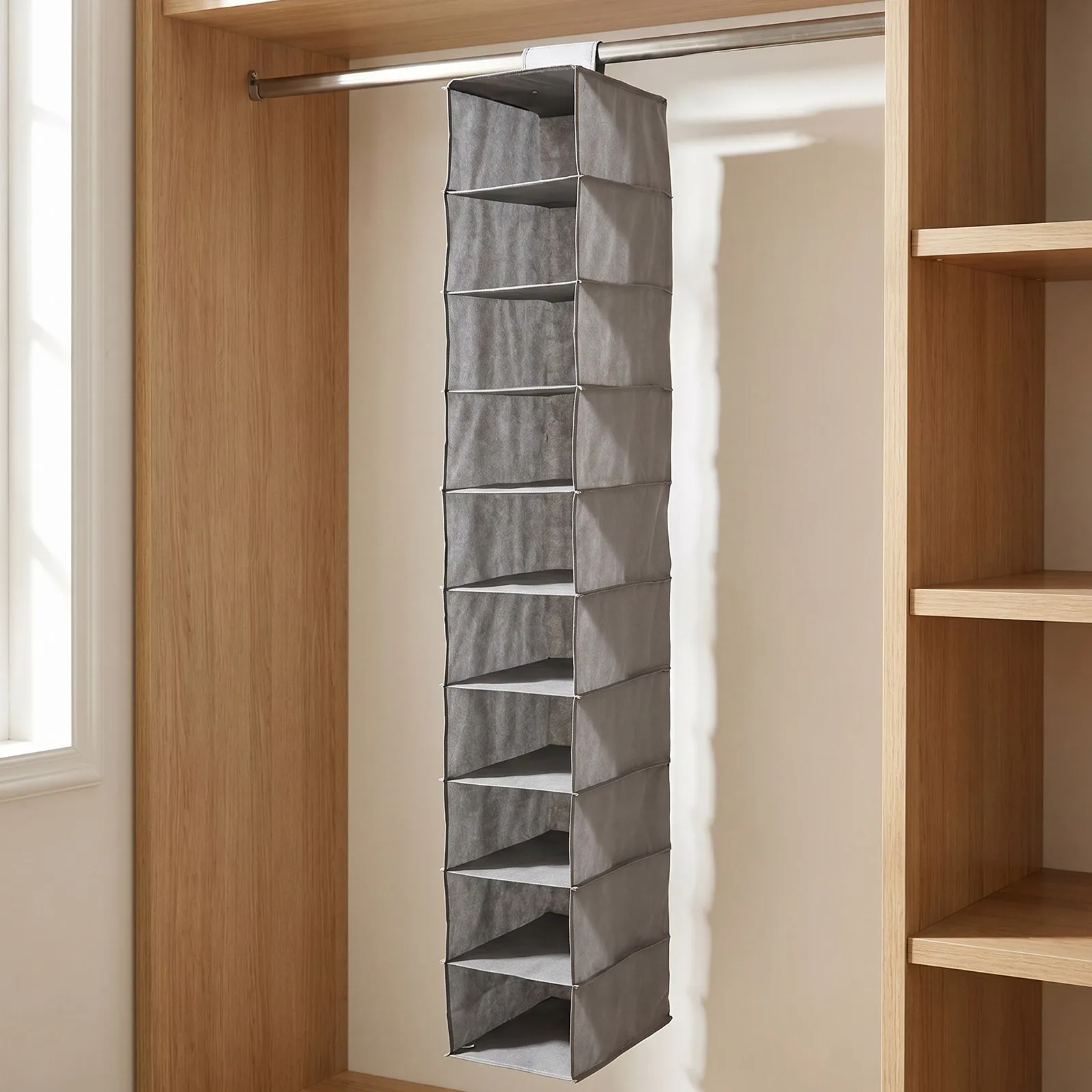 1pc Non-woven Fabric Foldable Hanging Bag 10 Tier Sneaker Shoes Hanging Shelf Door Hanging Closet Organizer Shoes Storage Shelf