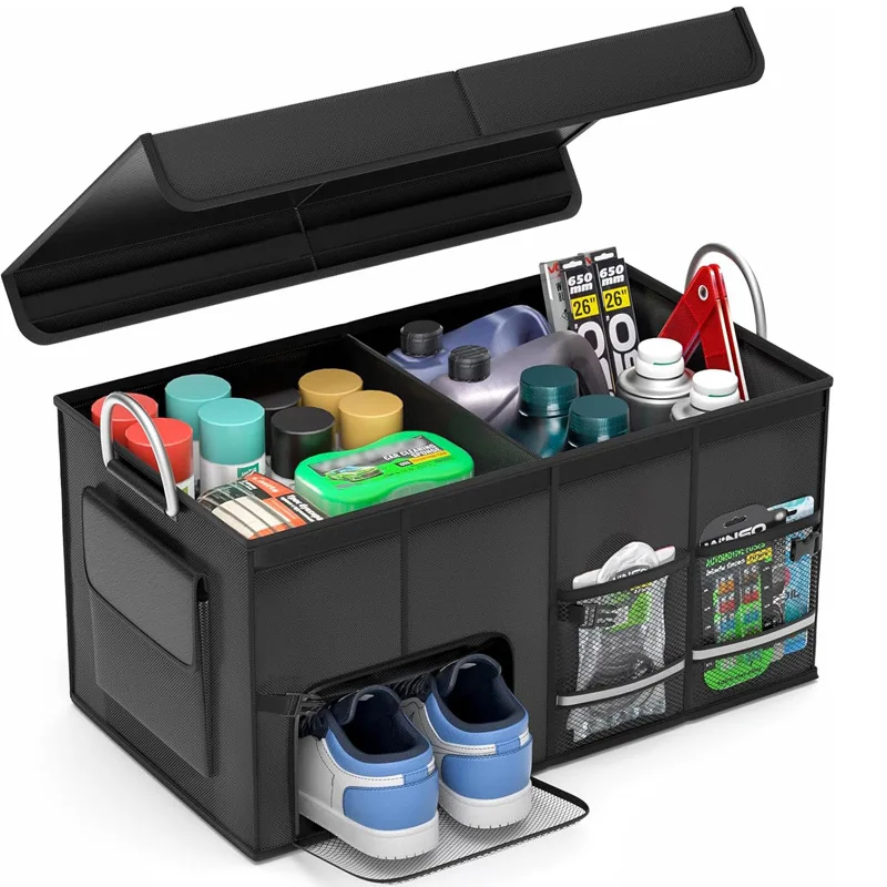 55L Oxford Cloth Foldable Car Trunk Organizer - Storage Box for Shoes & In-Car Supplies