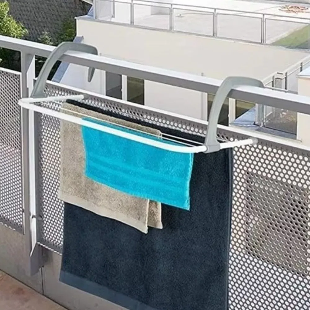 Space Saving Foldable Clothes Hanger Collapsible Non-Slip Clothes Drying Rack Windproof Shoes Storage Rack Laundry Room