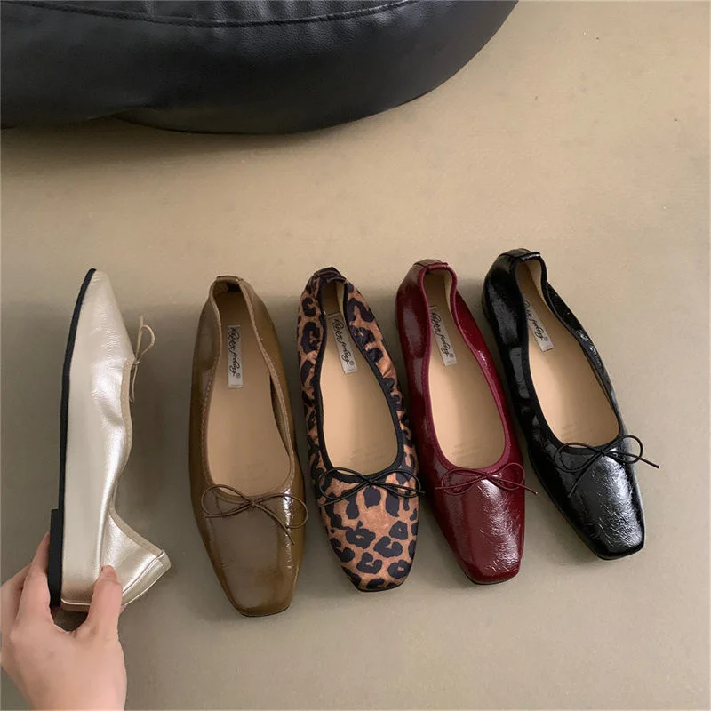 Bailamos Spring Women's Ballet Flats Round Toe Bow Shoes Foldable Flat Roll Slippers Classic Versatile Ladies Ballet Shoe