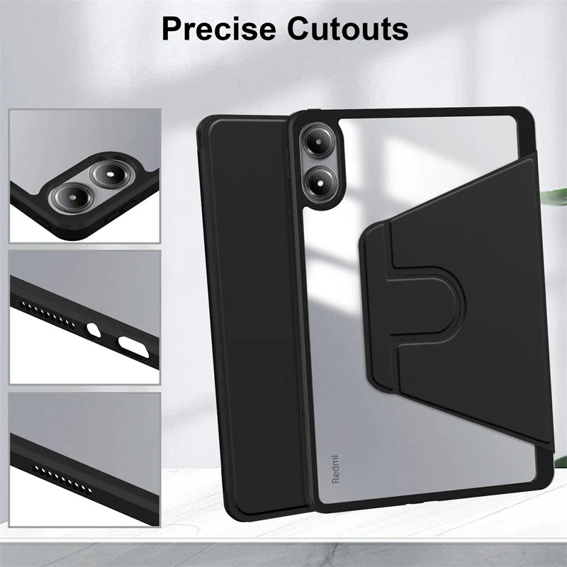 360 Rotating Magnetic Smart Tablet Cover For Redmi Pad Pro 12.1 inch Xiaomi PocoPad 12.1 2024 Case with Pencil Holder